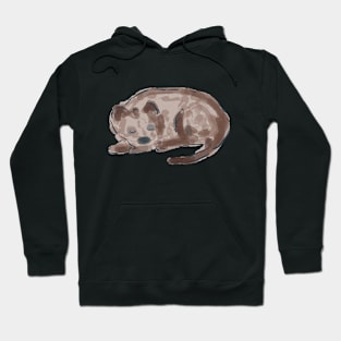 Cute Sleeping Dog Digital Watercolor Drawing Hoodie